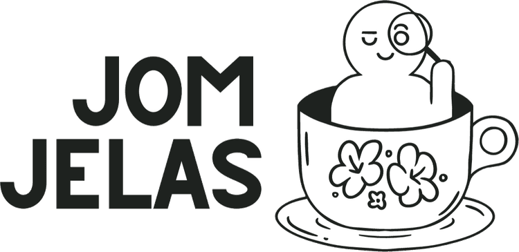 Jom Jelas — character soaking in a teacup