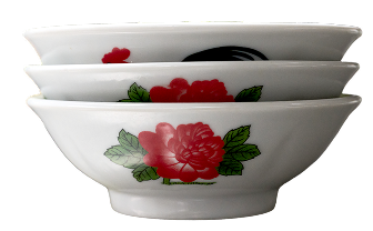 Stacked kopitiam bowls