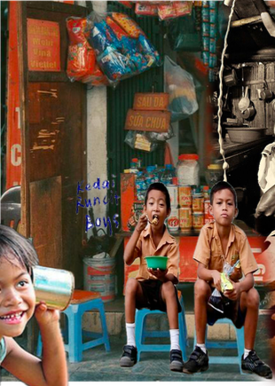 Kids at a kedai runcit