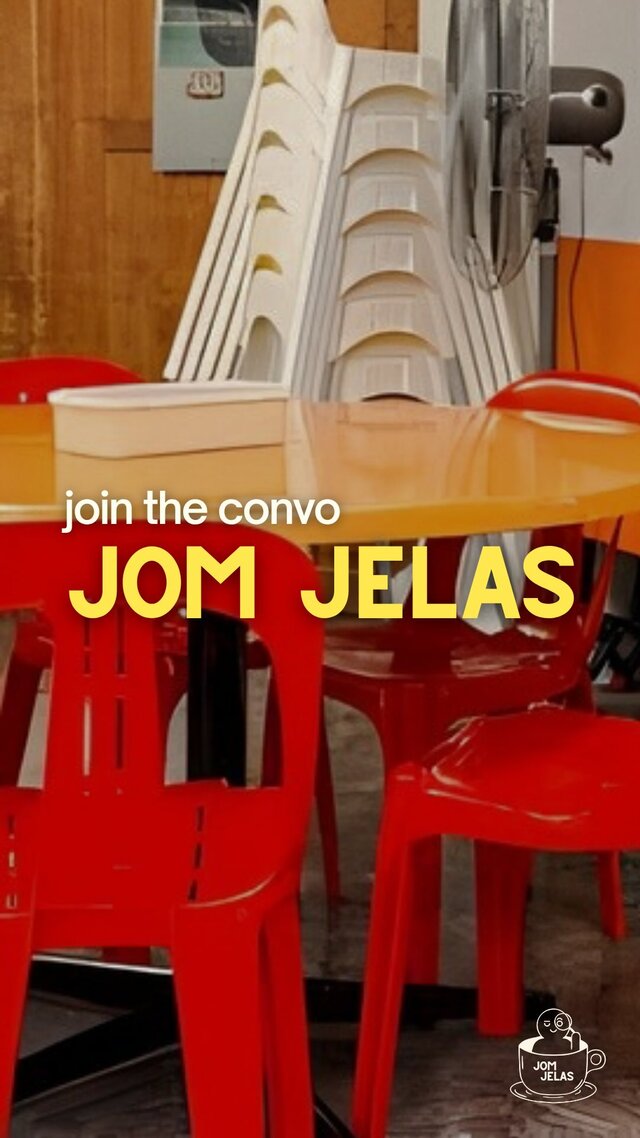 Join the convo — stacked red kopitiam stools