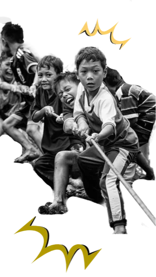 Kids in a tug of war